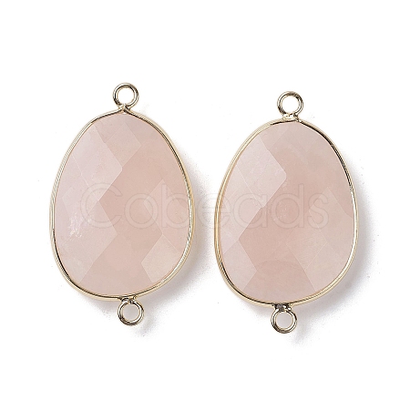 Natural Rose Quartz Connector Charms G-C110-02D-KCG-1