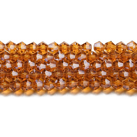 Transparent Electroplate Glass Beads Strands GLAA-F029-4mm-C28-1