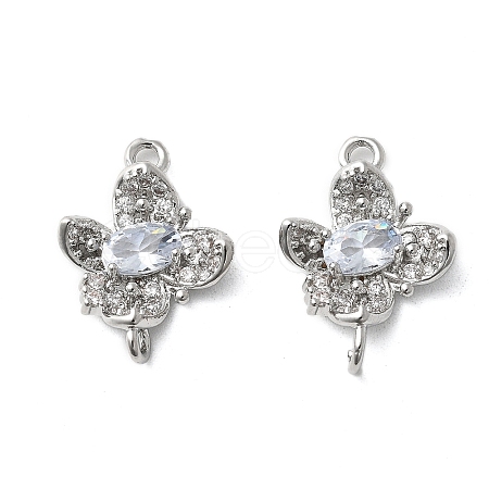 Brass Micro Pave Cubic Zirconia Connector Charms KK-Z103-10P-02-1