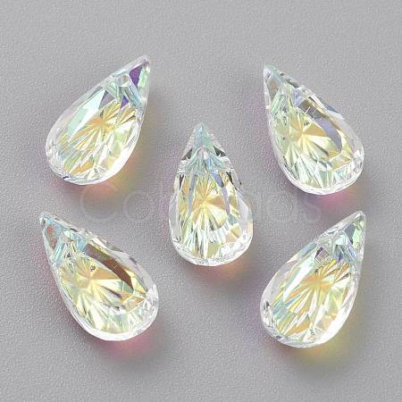 Embossed Glass Rhinestone Pendants GLAA-J101-06A-001AB-1