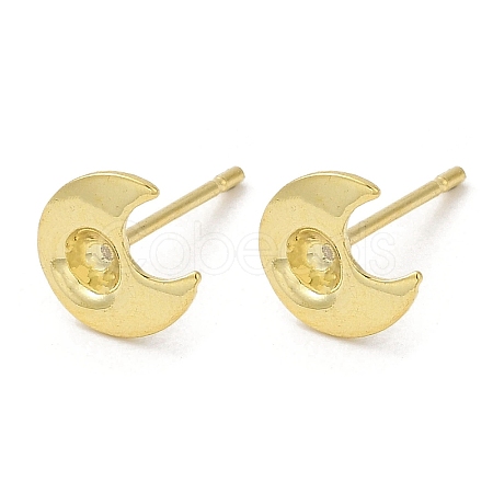 Crescent Moon 201 Stainless Steel Stud Earring Findings STAS-Q315-03G-1