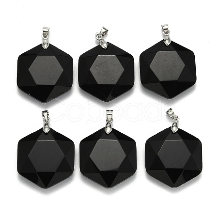 Natural Dyed & Heated Black Agate Pendants G-E487-95F-1