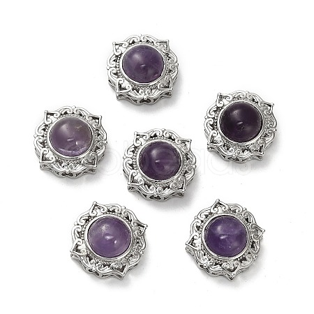 Brass Pave Natural Amethyst Multi-Strand Links KK-D366-01P-L-1