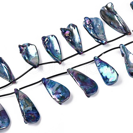 AB Color Plated Dyed Natural Freshwater Shell Beads Strands SHEL-T020-55C-1