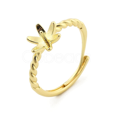 Flower Brass Adjustable Ring Settings LS-KK-G527-01D-G-1