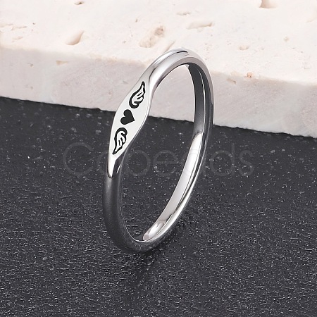 Heart Wing Pattern 304 Stainless Steel Finger Rings FS-WGA5734-02-1