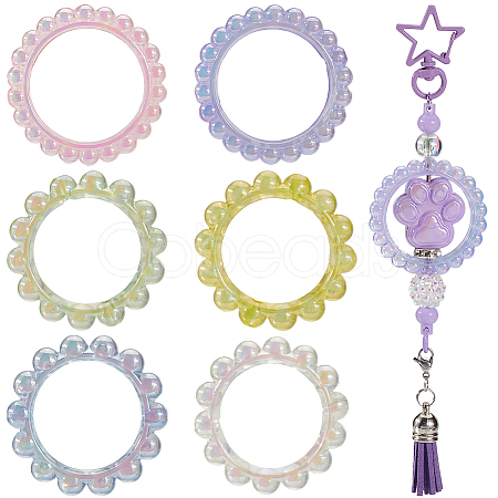 36Pcs 6 Colors UV Plating Acrylic Linking Rings MACR-SC0001-46-1