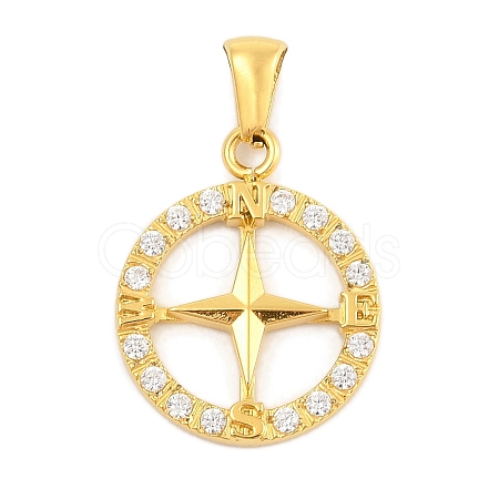 Ion Plating(IP) 304 Stainless Steel Micro Pave Cubic Zirconia Pendants STAS-D112-03G-01-1