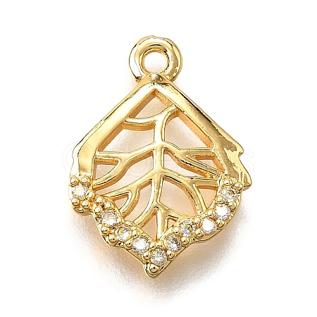 Brass Micro Pave Cubic Zirconia Pendants KK-D385-02G-04-1