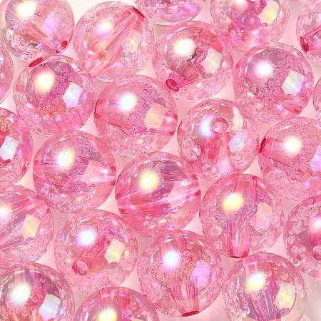 UV Plating Transparent Rainbow Iridescent Acrylic Beads TACR-D010-07C-1