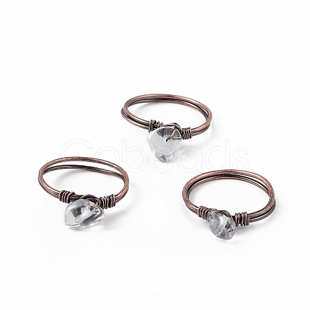 Natural Quartz Crystal Chips Finger Ring RJEW-L082-03R-02-1