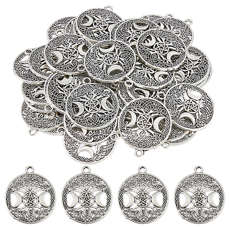 40Pcs Tibetan Style Hollow Alloy Pendants TIBEP-FH0001-29AS-1