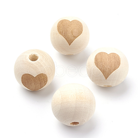 Unfinished Wood Beads X-WOOD-S036-07-1