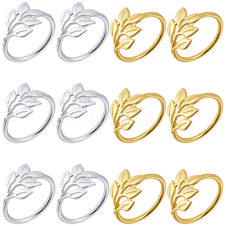 16Pcs 2 Colors Leaf Alloy Napkin Rings AJEW-GF0013-15-1