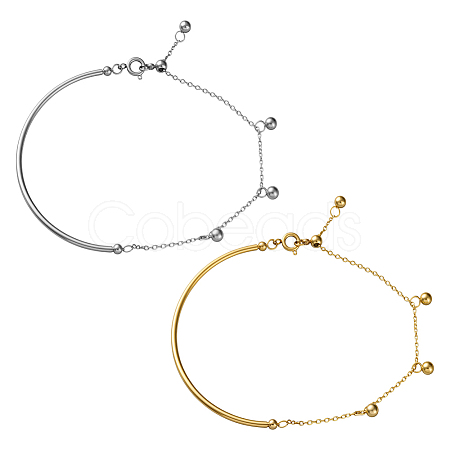 2Pcs 2 Colors Stainless Steel Cable Chain Link Bracelets BJEW-GO0002-02-1