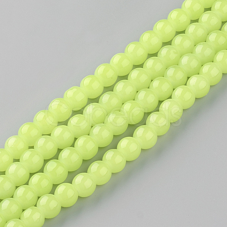 Baking Painted Imitation Jade Glass Round Bead Strands X-DGLA-Q021-6mm-08-1