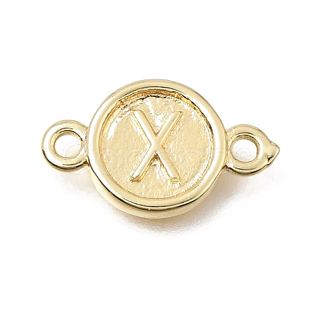 Brass Disc with Initial Links Connector Charms KK-E802-36G-X-1