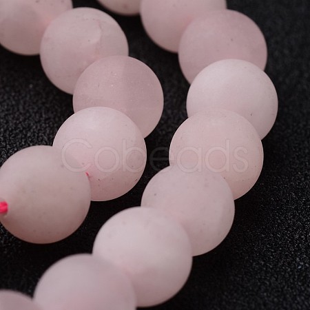 Frosted Round Natural Rose Quartz Bead Strands G-J346-06-8mm-1