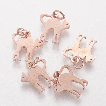 201 Stainless Steel Kitten Pendants STAS-S105-T465R-1