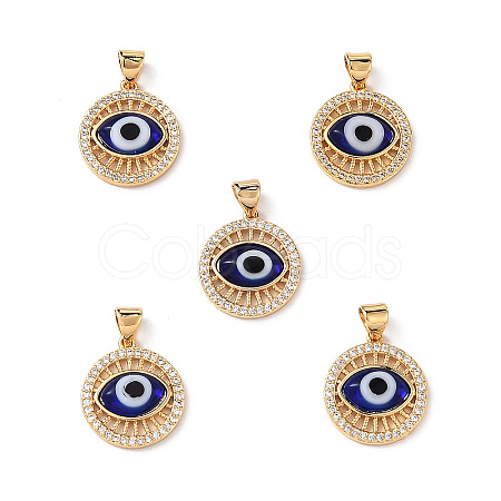 Lampwork Evil Eye Pendants with Clear Cubic Zirconia ZIRC-L102-11G-04-1