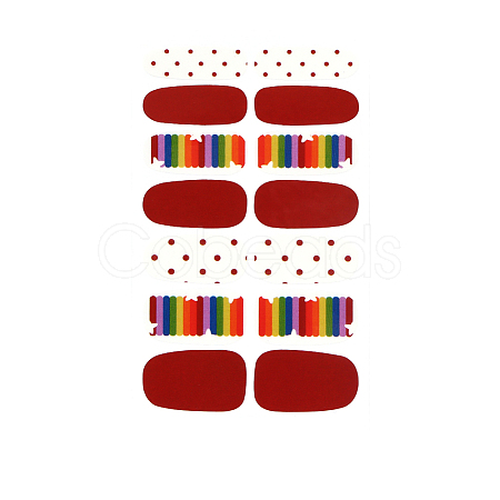 Rainbow Polka Dot Style Full Cover Nail Wraps Stickers LS-MRMJ-T040-267-1