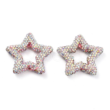 Star Shape Polymer Clay Rhinestone Beads CLAY-NH0001-06G-1