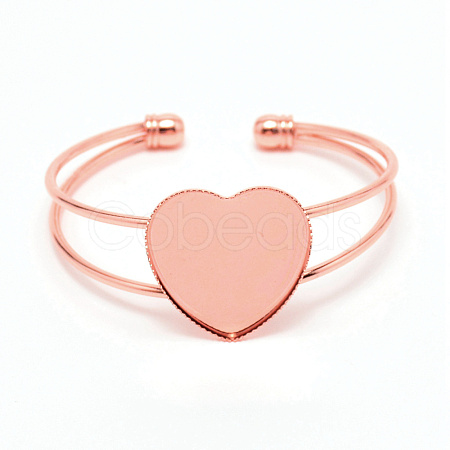 Heart Double Layered Wire Wrap Cuff Bangle BJEW-WH0015-02RG-1