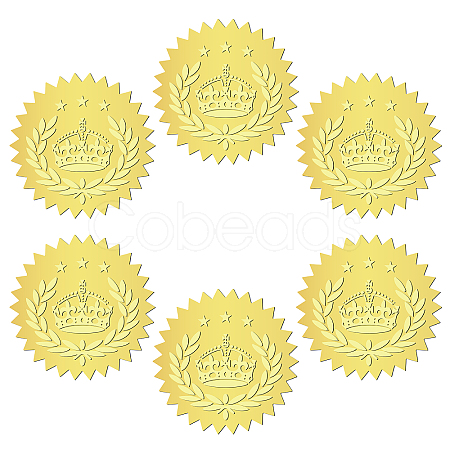 12 Sheets Self Adhesive Gold Foil Embossed Stickers DIY-WH0451-020-1