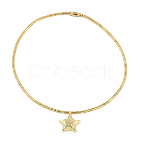 Stainless Steel Round Snake Chain Pendant Necklaces NJEW-D088-01G-02-1