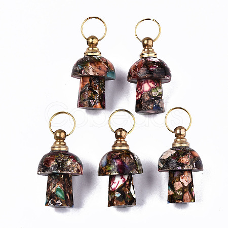 Assembled Synthetic Bronzite and Imperial Jasper Openable Perfume Bottle Pendants LS-G-S366-057D-1