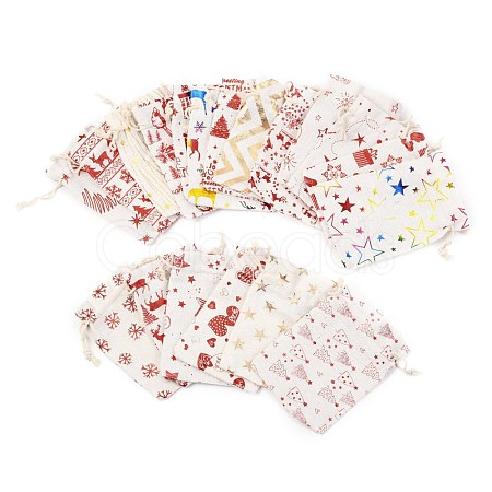 Christmas Theme Cotton Fabric Cloth Bag ABAG-H104-B-1