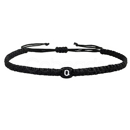 Adjustable Handmade Woven Waxed Polyester Cord Braided Bracelets with Acrylic Letter Beads OI4298-17-1