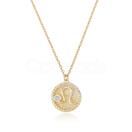 925 Sterling Silver 12 Constellation Necklace Gold Horoscope Zodiac Sign Necklace Round Astrology Pendant Necklace with Zircons Birthday Jewelry Gift for Women Men JN1089G-1