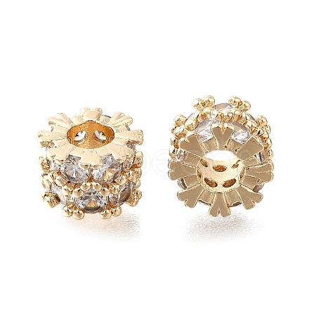 Brass Micro Pave Clear Cubic Zirconia Beads KK-XCP0001-92G-1