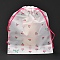 Plastic Frosted Drawstring Bags, Rectangle, Cherry Pattern, 20x16x0.02~0.2cm