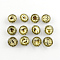 Brass Glass Jeans Buttons, Snap Buttons, Constellation/Zodiac Signs Chunk Buttons, Random Mixed Constellations, 18x10mm, Knob: 5mm