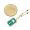 Brass Pendant Necklaces, with Resin, Real 14K Gold Plated, Rectangle, 15.75 inch(40cm)+60mm extender, pendants: 21.5x13mm.