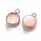 201 Stainless Steel Cabochon Connector Settings, Plain Edge Bezel Cups, Flat Round, Rose Gold, Tray: 10mm, 19x12x2mm, Hole: 2mm