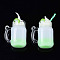 Resin Pendants, Imitation Ice Cream Milk Tea Pendants, with Acrylic Cup & Polymer Clay Decor, Pale Green, 40.5~44.5x28.5x20mm, Hole: 1.4~1.8mm