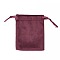 Velvet Jewelry Drawstring Bags, with Satin Ribbon, Rectangle, FireBrick, 10x8x0.3cm