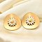 304 Stainless Steel Stud Earrings, with Enamel, Flower, Real 18K Gold Plated, 27x29.5mm