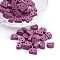 Spray Painted Alloy Multi-Strand Links, For Tile Elastic Bracelets Making, Half Round, Purple, 6x8.5x4mm, Hole: 1.2mm