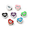 CCB Plastic European Beads, Large Hole Beads, Heart with Evil Eyes, Mixed Color, 11x11.5x8mm, Hole: 5mm