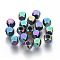 Ion Plating(IP) 304 Stainless Steel Beads, Cube, Rainbow Color, 4x4x4mm, Hole: 2.5mm