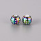 Electroplate Glass Beads, Round with Dots Pattern, Multi-color Plated, 10mm, Hole: 1.2mm