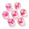 UV Plating Rainbow Iridescent Acrylic Beads, Two Tone Bead in Bead, Fruit, Deep Pink, 16x15.5x16.5mm, Hole: 3.5mm