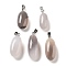 Natural Agate Dyed Pendants, Oval Charms with Stainless Steel Color Plated Stainless Steel Snap on Bails, Gray, 21~32x9.5~16.5x10.5x7.5~12.5mm, Hole: 6x3mm