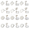 80Pcs 4 Styles Rhombus & Flat Round & Donut Stainless Steel Stud Earring Findings STAS-SC0006-59-1