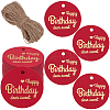 100Pcs Flat Round Gold Word Happy Birthday Dear Sweet Hanging Tags DIY-SP0003-87C-1