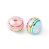 10Pcs Macaron Color Stripe Resin Beads RESI-YW0001-27A-2